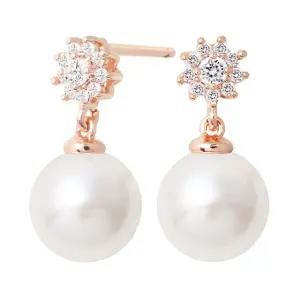 [미니아트] 14K 골드필드 핀 선샤인 진주 큐빅 결혼식 스터드 귀걸이