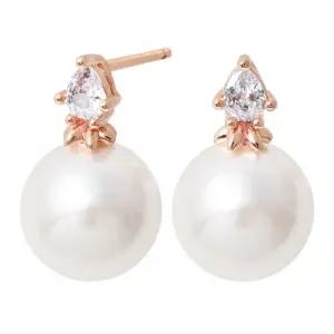 [미니아트] 14K 골드필드 핀 펠레타 진주 큐빅 결혼식 스터드 귀걸이