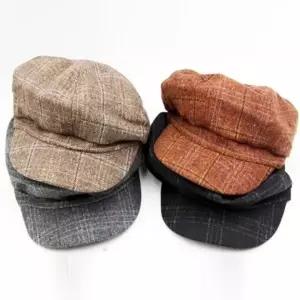 여성 여자 캡모자 체크패턴찐빵캡 야구모자 따듯한방한모자 여자 겨울 버킷햇 모자 여성 방한 패딩 방울