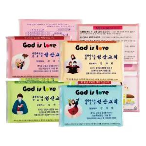 지갑티슈 주님사랑 4종 10매 1,000개 (10조20매 2겹) 휴대용 건티슈 판촉 홍보 전도용