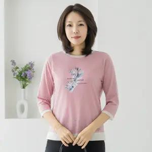 엄마옷  연꽃프린팅 중년여성 데일리 티셔츠 -RTE2603081-