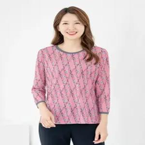 [모슬린]엄마옷 티셔츠 긴팔 라운드 벨트 603FGH149 마담중년여성빅사이즈50대60대