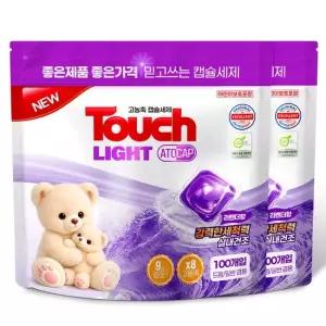 터치 아토캡 파우치 라벤더 캡슐세제 100개입+100개입 고농축 중성세제 실내건조