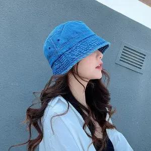 여성 캐주얼 데님 심플 데일리 버킷햇 모자 연청 봄