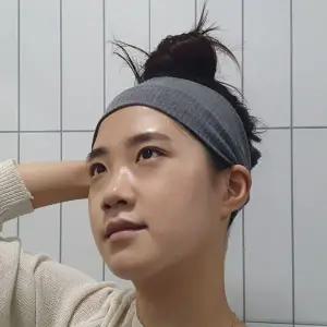 남녀공용 무지 골지 반다나 헤어밴드 그레이