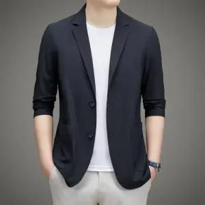 가을 남자정장자켓 정장 자켓 배기 봄여름 얇은 솔리드 긴팔 칼라 코트 ible2