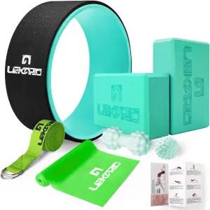 요가 휠 세트 9 in 1 초보자용 스타터 키트 및 심부 조직 마사지용 백 롤러 스트레칭 허리 굽힘 개선