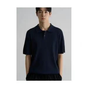 에잇세컨즈 8SECONDS 골지 칼라넥 반소매 니트 네이비 456351CM5R 314065