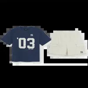MLB 키즈 스포티브 바시티 숫자 아트웍 티셔츠세트 뉴욕양키스 NAVY 7AS1V0263 50NYS
