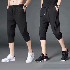 여름 남자 7부 바지 아이스 밴딩 팬츠 남성트레이닝 쿨링 츄리닝 냉감 런닝 운동복 일자 조거