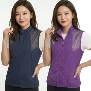 BTL 여성 등산조끼 여름 플라워 망사 등산복 스판 조끼 VSBT-431