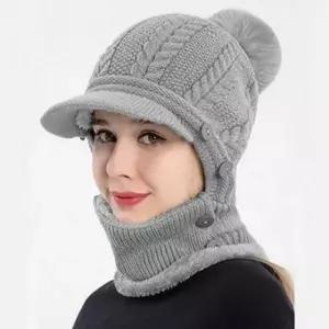 ( )니트 넥워머 방울 챙모자 일체형 방한 겨울 털모자 목토시 털모자 방한모자 바라클라바 겨울모자 넥워머