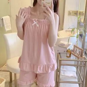 프릴 나시 리본 잠옷 DS 5035 세트 바지 반바지 여성 여자 상하의 레이스 홈웨어