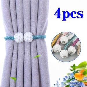 1/2/4개 진주 자석 커튼 클립 홀더 타이백 버클 행잉 볼 장식