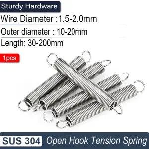 304 스테인리스 스틸 장력 스프링 1.5mm/2.0mm 산업용 자동차용 가구용 헤비듀티 오픈훅-공장 직판