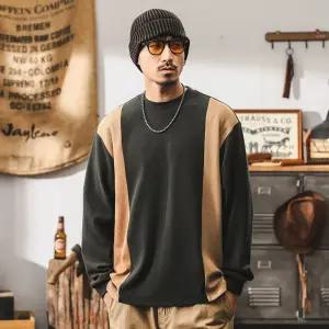 남친 캐주얼 가을 헤비 루즈핏 상의 빈지 라운드넥 티 셔츠 긴팔 MF3