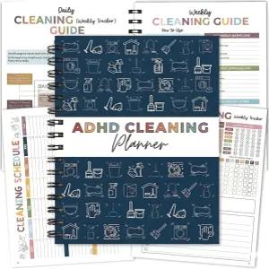재사용 가능한 ADHD 청소 계획 2026 - 6개의 라미네이트 체크리스트 페이지가 있는 집안 일정 및 정리를