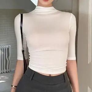 반목 반팔티 여성 슬림핏 5부 소매 크롭티셔츠 NF 1007955