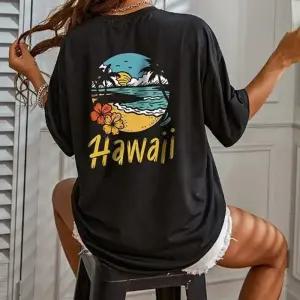 하와이 여자 반팔 티셔츠 오버핏 여름 상의 반팔티 여자 티 반팔 여성 셔츠 오버핏 라운드티