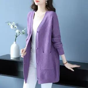 여친 롱 위에 카디건 슬림핏 중장 봄가을 스웨터 상의 통통 BE3