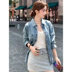 여친 청 빈티지 코트 상의 긴팔 봄가을 재킷 레이어드 홍콩풍 MF3