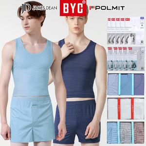 BYC 제임스딘] 쿨 여름 남성 런닝 트렁크 팬티 세트 인견 남자 나시 빅사이즈 컬러 아빠 속옷 110 1150 120