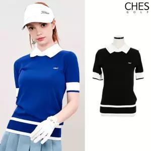 [체스골프]430 센디드 여성골프 쿨니트 반팔카라티셔츠
