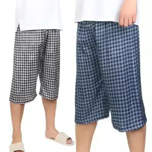 이브바바 남성 여름 국산 인견 체크 7부 파자마 잠옷 반바지