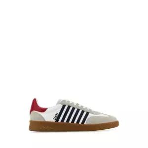 디스퀘어드 남성 화이트 가죽 로우탑 스니커즈 SNM036401504118 M1424