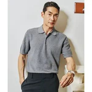 MARTYNBAL 린넨 블렌디드 반팔 카라니트_멜란지그레이 2073274