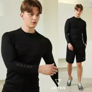 [제테스]제테스 남성 에어쿠션 올블랙 슬림핏 래쉬가드-트레이닝 집업 M_3A884