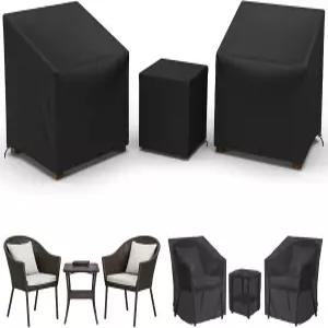 가사다르 야외 가구 커버 방수 외부 의자 및 커피 테이블용 파티오 세트 방풍 블랙