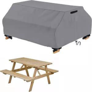 스타트투 방수 피크닉 테이블 커버 야외 파티오 벤치 6피트 세트 방풍 70/72인치 회색