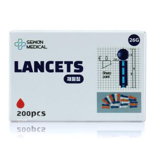 세원 채혈침 란셋 사혈침 26G 200입x1박스(사혈기 채혈기 랜싯 모아 소프트클릭스) 28G 30G 소프트