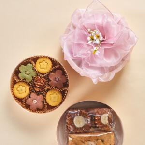 [품격있는선물] 2단 모듬다과set (보자기 포장 혜택, 디저트쿠키&약과&누텔라)