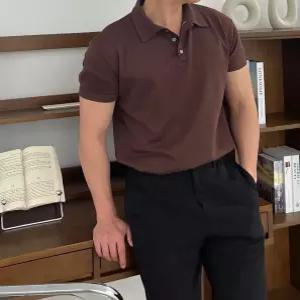 카라 반팔티 무지 남자 머슬핏 티셔츠