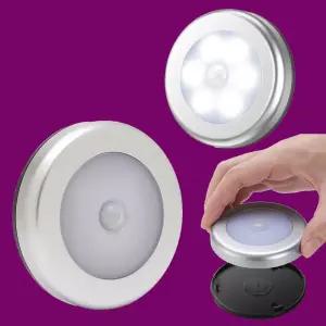 원형 무선 동작 감지 센서등 LED 6구 8X8X2CM 건전지용