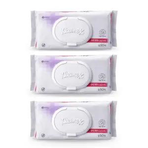 크리넥스 데일리 소독티슈 50매입 x3팩 99.99 살균 소독 관공서 학교 사무실 청소