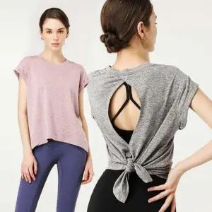 쿨링 편한 크로스오버 반팔 요가복 크로스오버 쿨링 반팔