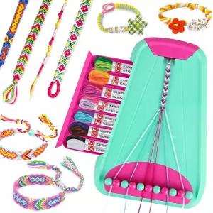 소녀 예술 및 공예를 위한 Rdfmy 우정 팔찌 만들기 키트 82세 를 스트링 메이커 크리스마스 선물 그린