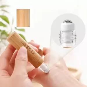 ( )대나무 케이스 롤온 공병 10ml 에센스 앰플 화장품 소분 용기 휴대용 리필 보관