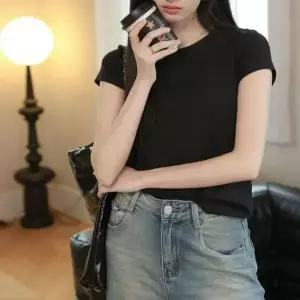 3컬러 여자 슬림핏 기본 베이직 반팔티셔츠 면티