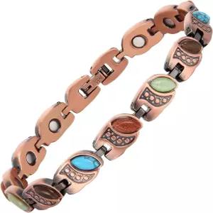 여성용 MagEnergy 구리 팔찌 강도 99.9 순동 3500 가우스 네오디뮴 자석 조절식 주얼리 박스 사이즈 도구