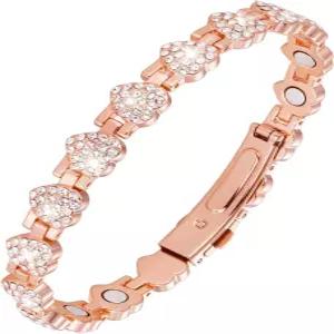 여성용 제카노리 퓨어 구리 팔찌 반짝이는 라인스톤이 있는 효과적인 마그네틱 조절 가능한 장신구 선물