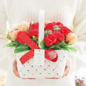 카네이션 비누꽃 바구니 레드 꽃선물 선물용