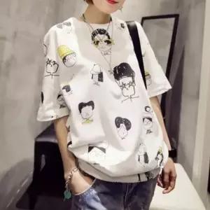 반팔티 여성티셔츠 여성여름티셔츠 여름 패턴 일러스트 여름티셔츠 여자 여성