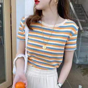 여름 티셔츠 여자 반팔티 여름티셔츠 여성티셔츠 스트라이프 여성