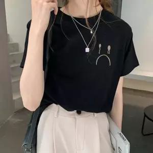 크라잉 여자 반팔 티셔츠 라운드넥 여성 여름 반팔티 여자 반팔티 셔츠 여성 여름