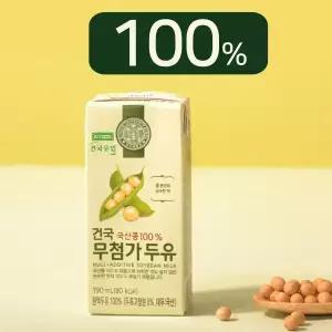 국산콩100% 건국 무첨가 두유 190ml 64팩/무가당 콩물원액두유 100% 무설탕 우리콩 본연의 순수한맛 고단백