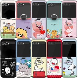 갤럭시 Z플립6 Z플립5 카카오프렌즈 춘식이 스누피 잔망루피 고양이 캐릭터 카드수납 고리형 스마트링 범퍼케이스